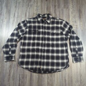 Jachs Heritage Flannel Long Sleeve Shirt Mens 2XL Black White Plaid Cotton Nice